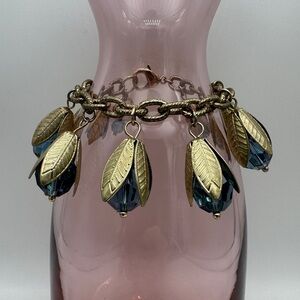 Blue Flower Bud Charm Bracelet